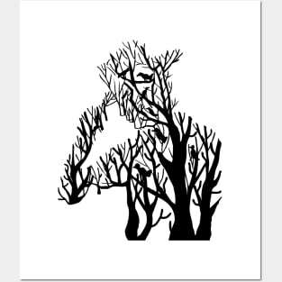 Man tree silhouette Posters and Art